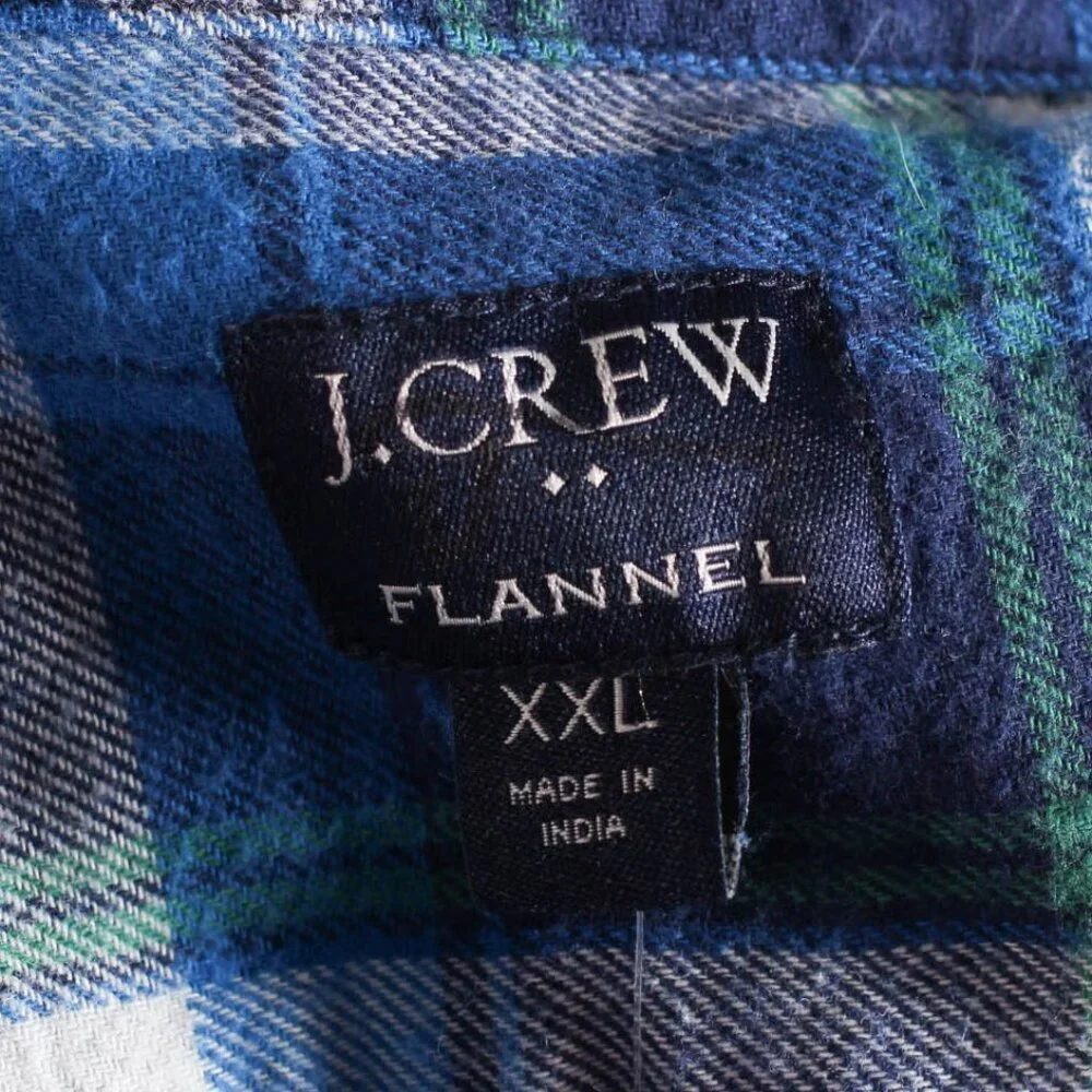 J. Crew Men's Midweight Flannel Shirt in Antique Navy Plaid - NWT - XXL